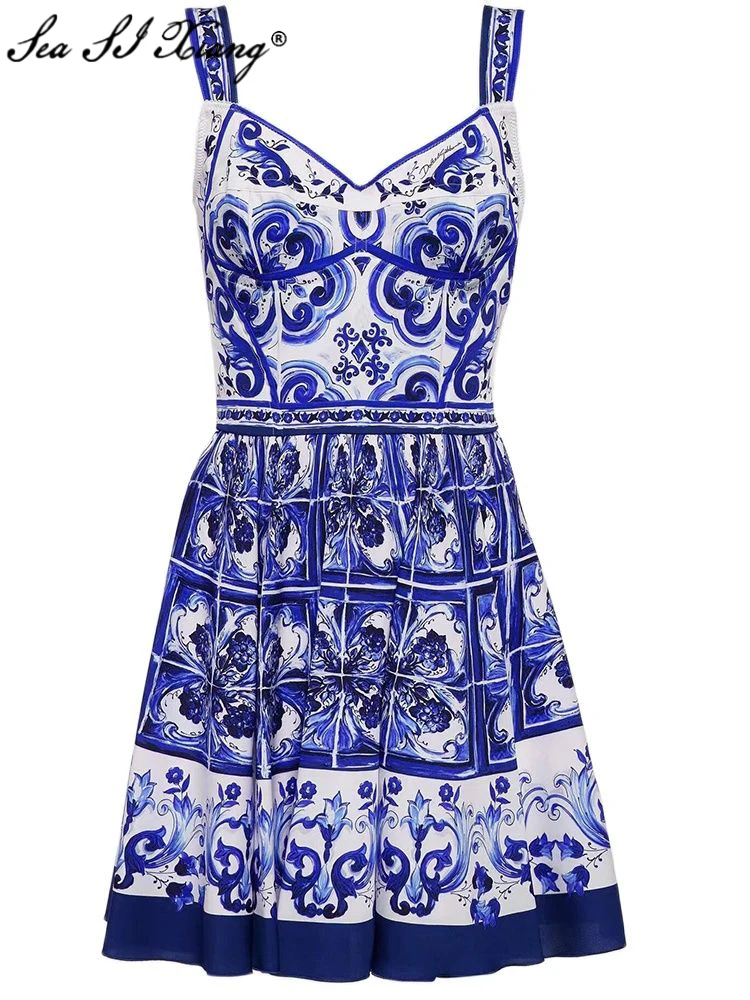 Seasixiang Fashion Designer Early Autumn 100% Silk Backless Dress Women Spaghetti Strap Floral Print Vintage Party Mini Dresses
Seasixiang Fashion Designer Early Autumn 100% Silk Backless Dress Women Spaghetti Strap Floral Print Vintage Party Mini Dresses