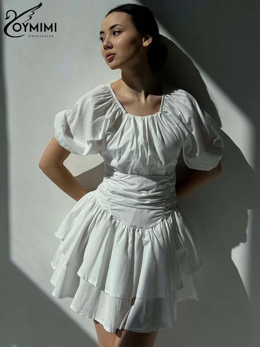 Oymimi Casual White Cotton Women's Dress Elegant O-Neck Short Sleeve High Waisted Dresses Spring Pleated Mini Dresses Streetwear
Oymimi Casual White Cotton Women's Dress Elegant O-Neck Short Sleeve High Waisted Dresses Spring Pleated Mini Dresses Streetwear