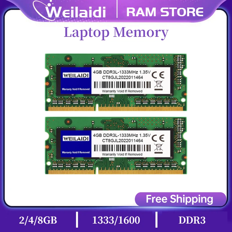 

DDR3 Ram Memory 2G 4GB 8GB 1333MHZ DDR3L PC3-10600S 1600MHZ 12800S Laptop Notebook 204pin 1.35V 1.5V SODIMM CL11 Unbuffered
