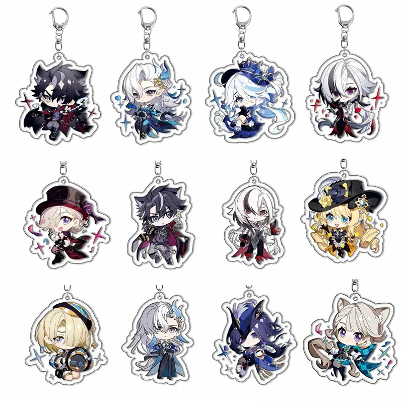 

Game Genshin Impact Keychain Neuvillette Furina Wriothesley Clorinde Lyney Knave Arlecchino Keychains for Bag Pendant Key Chain