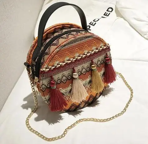 Women's Bag Cosmetic Bag PU Leather Ethnic Style Portable Chain Tassel Round Small Storage Bag Multi Purpose
Women's Bag Cosmetic Bag PU Leather Ethnic Style Portable Chain Tassel Round Small Storage Bag Multi Purpose