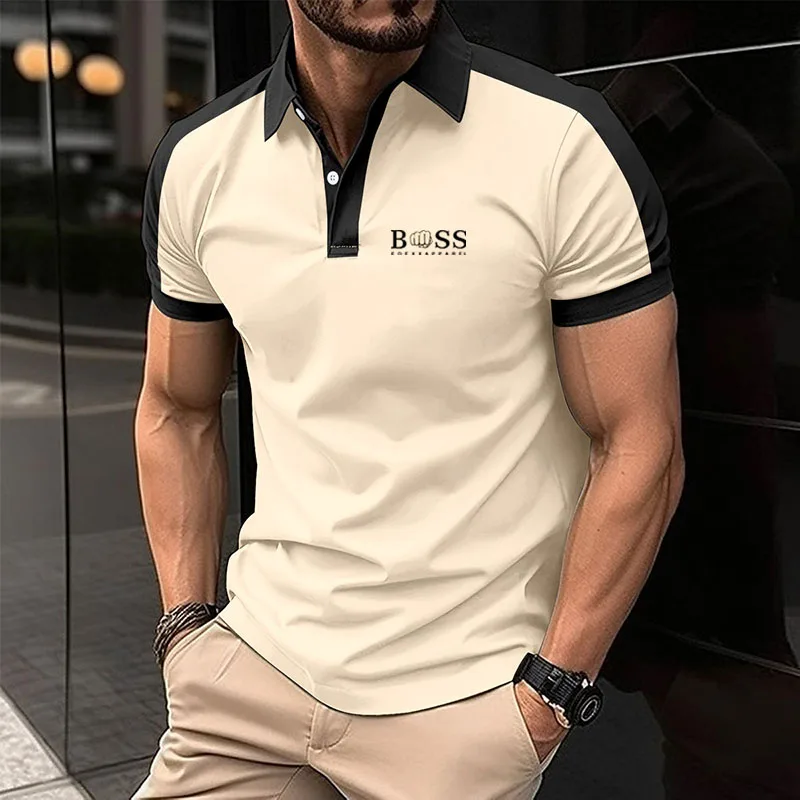 

New Summer Men's Short sleeved Half Zip Polo Shirt Fashion Printed T-shirt Men's Breathable Shirt Party Men's Clothing Top Europ