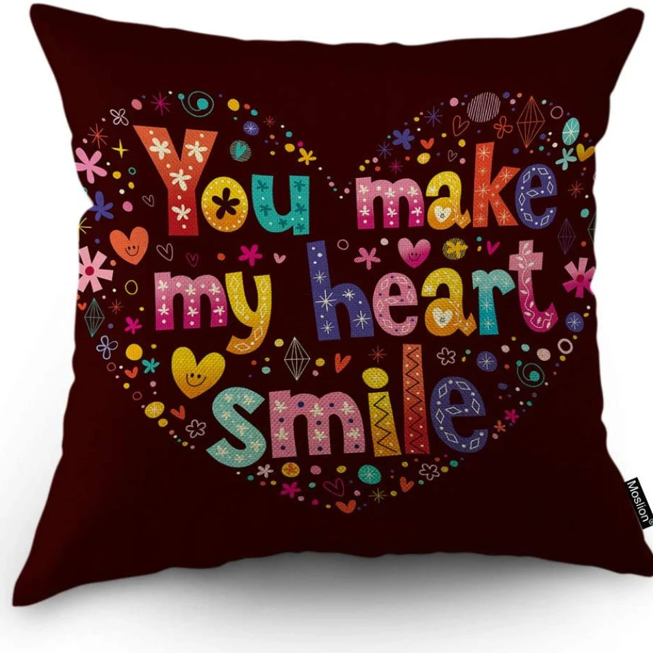 Cute Letter Pillow Cover Colorful My Heart Smile Pillowcase for Pillows Linen Pillow Case Home Decor for Sofa Bed Couch 18x18 In
Cute Letter Pillow Cover Colorful My Heart Smile Pillowcase for Pillows Linen Pillow Case Home Decor for Sofa Bed Couch 18x18 In
