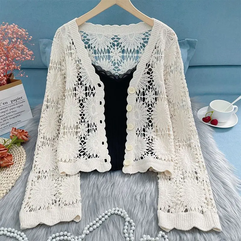 Женская блузка, топы, женские модные солнцезащитные рубашки с длинным рукавом, женские летние элегантные облегающие укороченные кардиганы, вязаный пуловер Q268
Женская блузка, топы, женские модные солнцезащитные рубашки с длинным рукавом, женские летние элегантные облегающие укороченные кардиганы, вязаный пуловер Q268