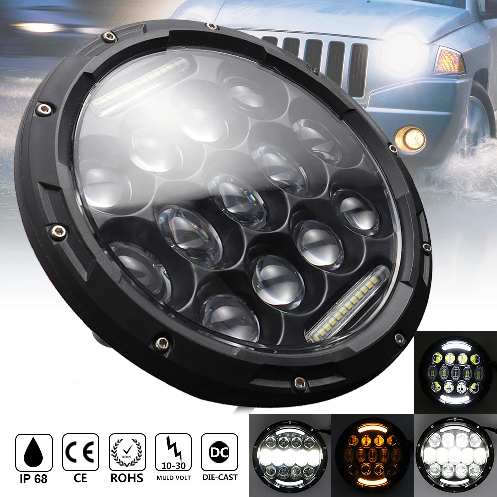 7 Inch Round 105W LED Headlight 21pcx 5W intense O sram LED with Turn Signal DRL 6000K for Jeep Wrangler Jk Tj Ha-rley Da-vidson 
7 Inch Round 105W LED Headlight 21pcx 5W intense O sram LED with Turn Signal DRL 6000K for Jeep Wrangler Jk Tj Ha-rley Da-vidson