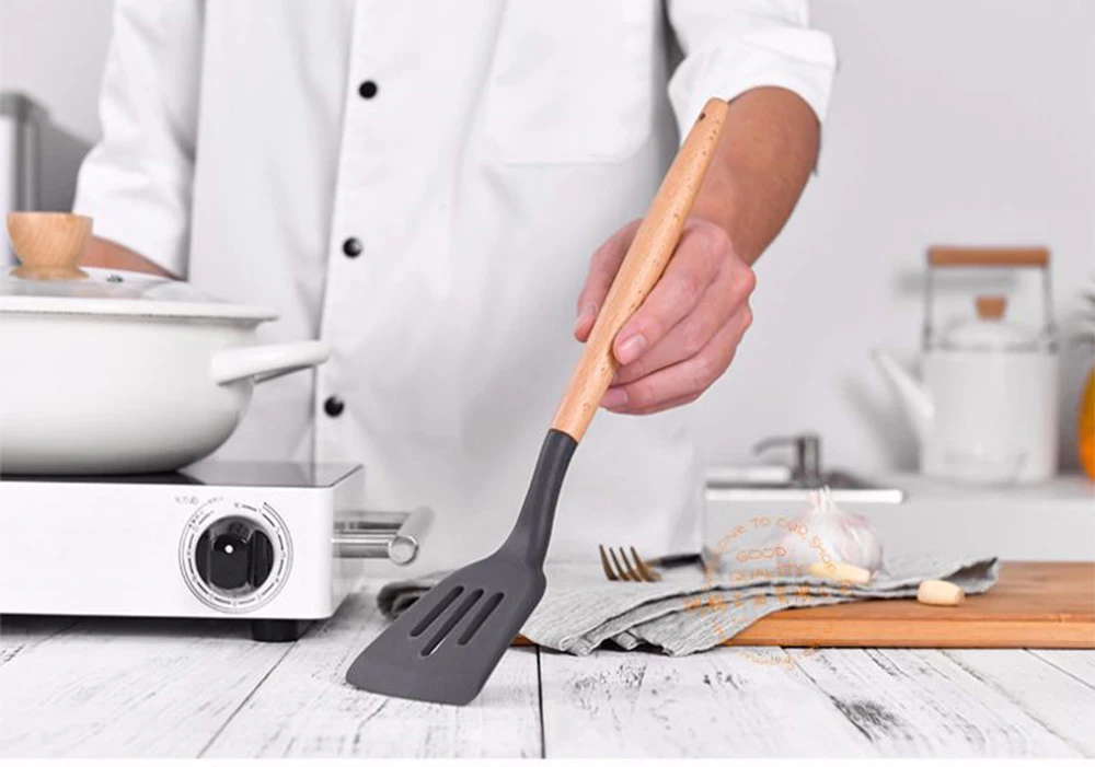 Generic Best Silicone Cooking Utensil Set Wooden Handle Spatula Jumia