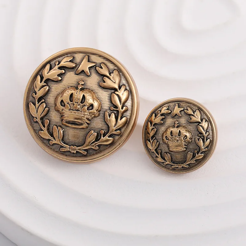 

Retro Metal Crown Button British Style High-end Women's Windbreaker Accessories with Gold Buttons 5PCS/Lot Sewing Accessories