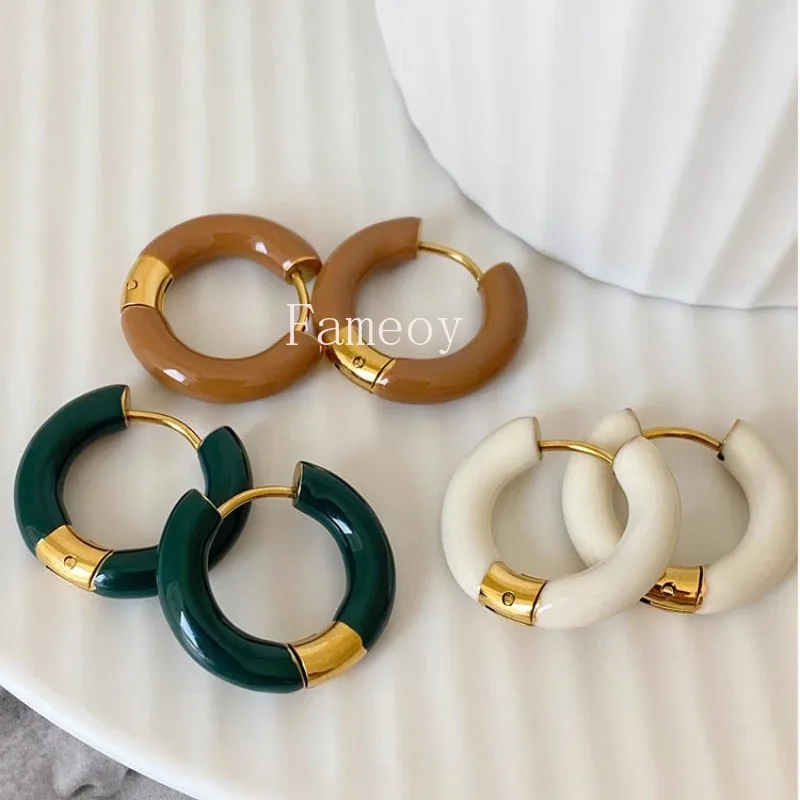 

2024 Fashion New Retro Style Drop Glazed Round Women's Earrings