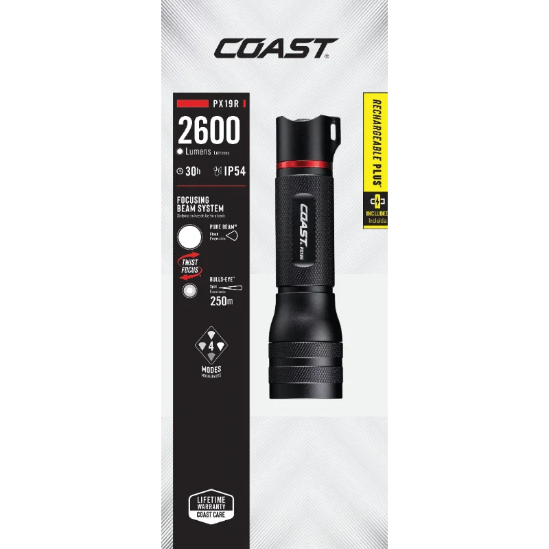 

COAST PX19R Rechargeable Plus 2600 Lumen Handheld LED Flashlight, 5.7 oz.