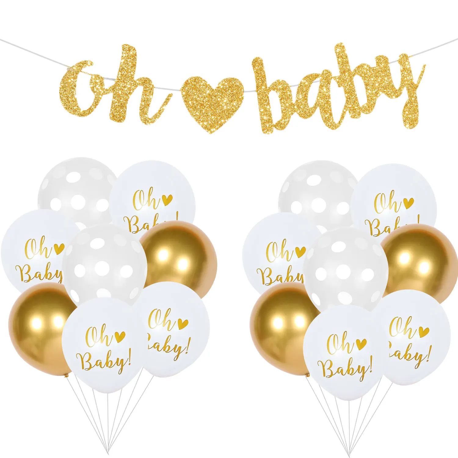 JOLLYBOOM Oh Baby Baby Shower Party Decoration with Gold Oh Baby Glitter Banner Print Latex Balloon Set for Baby Shower Supplies 
JOLLYBOOM Oh Baby Baby Shower Party Decoration with Gold Oh Baby Glitter Banner Print Latex Balloon Set for Baby Shower Supplies