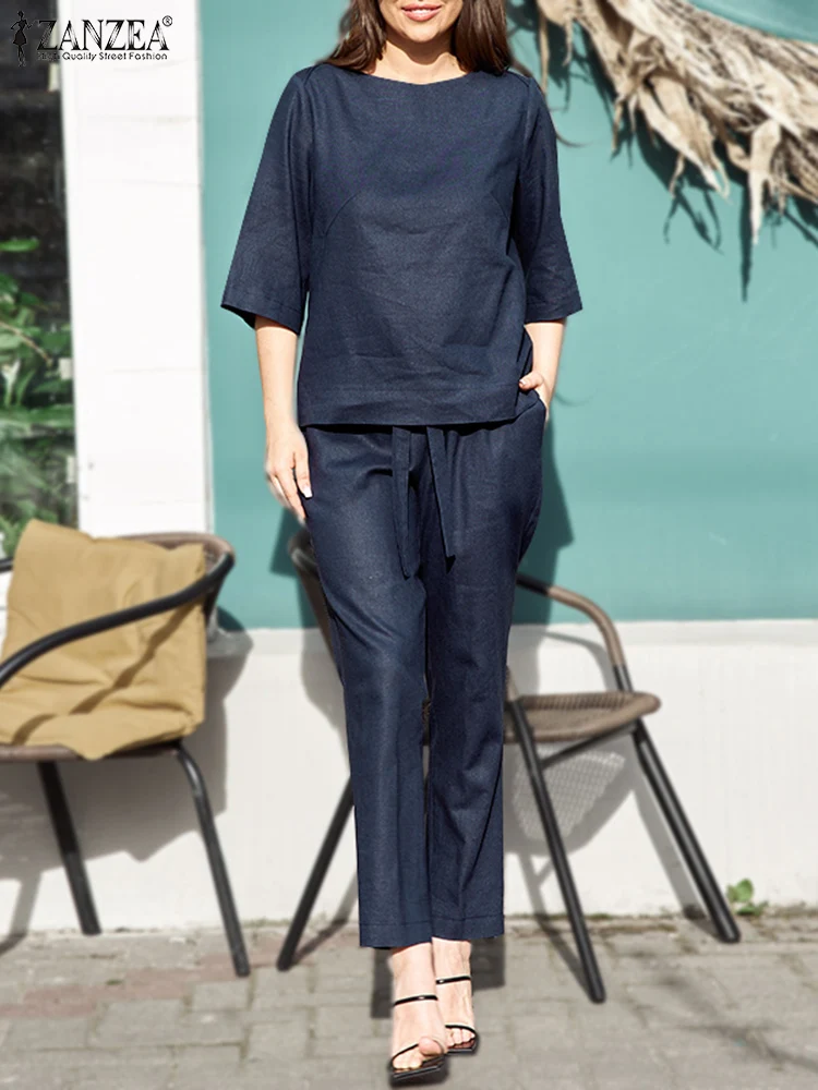 ZANZEA Casual Loose 2pcs Outfits Women 2023 Summer 3/4 Sleeve Blouse Tracksuits Elastic Waist Trouser Pant Sets Holiday Sets
ZANZEA Casual Loose 2pcs Outfits Women 2023 Summer 3/4 Sleeve Blouse Tracksuits Elastic Waist Trouser Pant Sets Holiday Sets