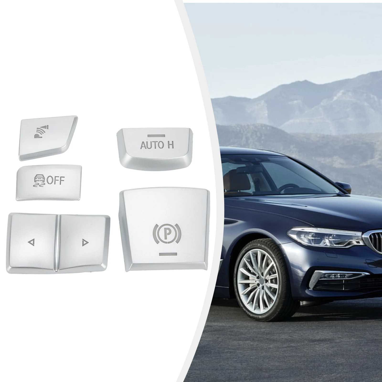 5x Car Side Switch P Button Cover Silver Shift Panel Hand Brake Control For BMW 5 6 Series X3 Car Accessories Car Replacement
5x Car Side Switch P Button Cover Silver Shift Panel Hand Brake Control For BMW 5 6 Series X3 Car Accessories Car Replacement