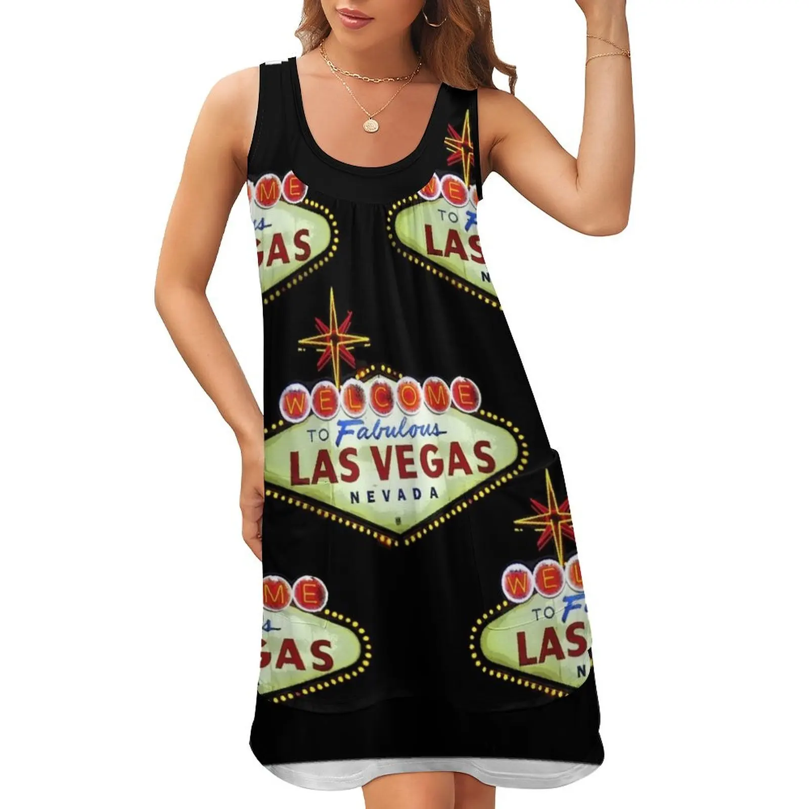 Las Vegas Welcome sign Sleeveless U-Neck Fake Two Piece Dress dress for women summer Dance dresses
Las Vegas Welcome sign Sleeveless U-Neck Fake Two Piece Dress dress for women summer Dance dresses