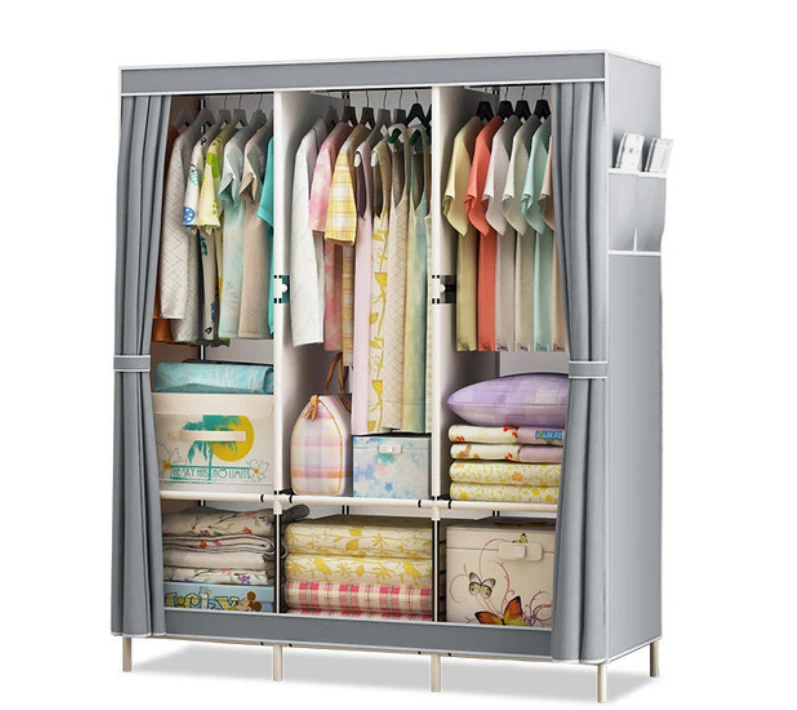 

Simple Cloth Wardrobe Steel Tube Assembly Closet Bedroom Single Folding Storage Wardrobe Dormitory Hanging Storage Cabinet