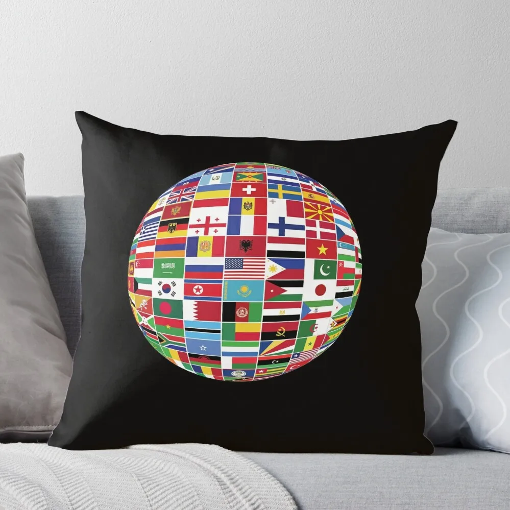 

Flags Of The World Round Globe Throw Pillow Couch Cushions Luxury Pillow Cover autumn pillowcase