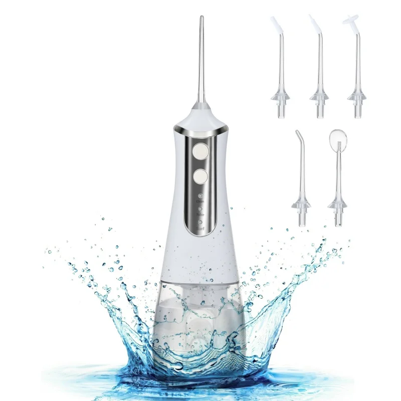 

Portable Oral Irrigator Water Flosser Dental Water Jet Tools Pick Cleaning Teeth 300ML 5 Nozzles Mouth Washing Machine Floss