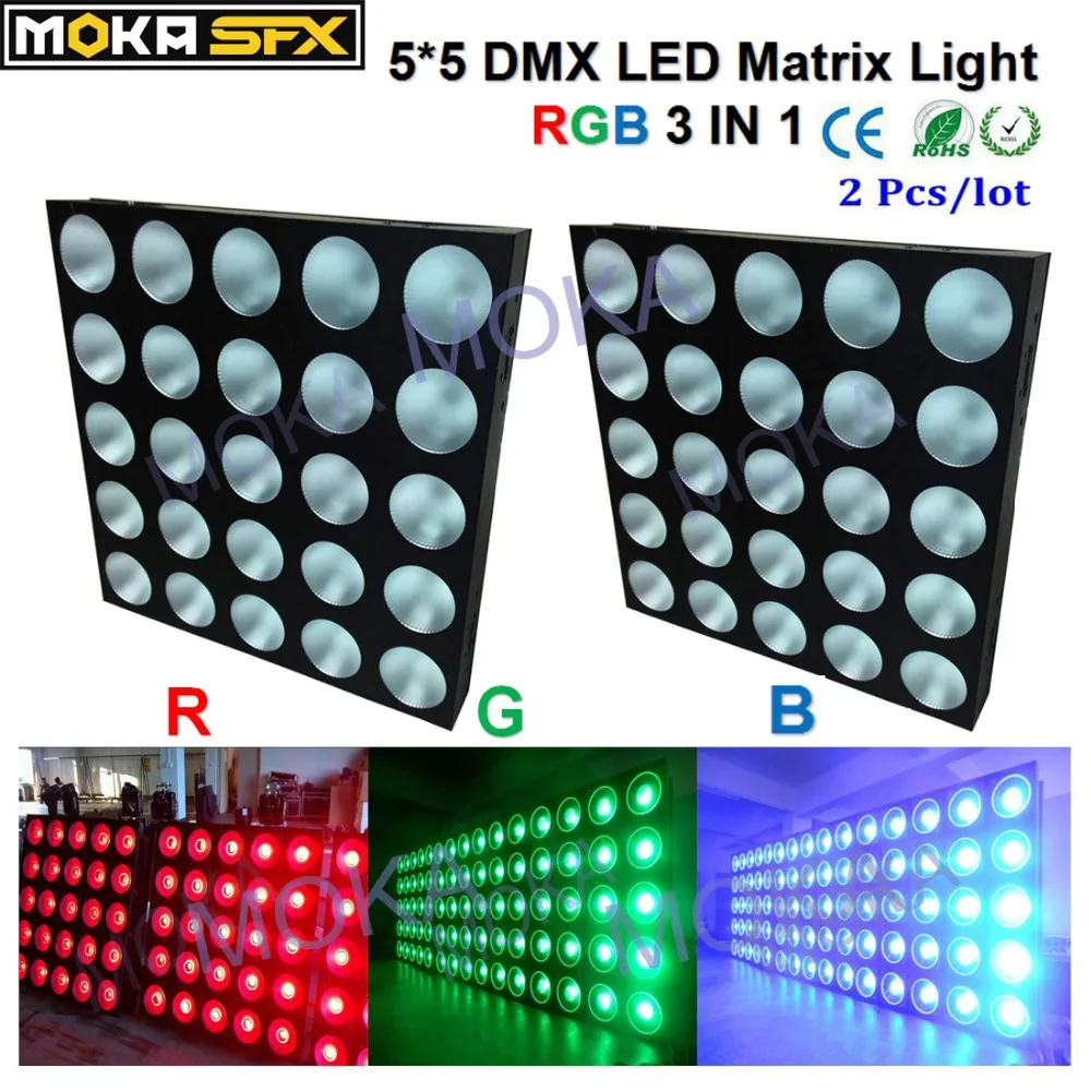 

2pcs 5*5 Led Matrix Lights RGB 3 in 1 Moving Head Lights DJ Equipment for Disco Bar Nightclub Wedding Stage Party Decoration