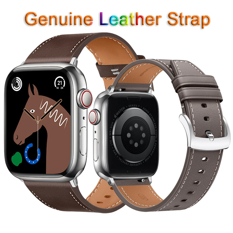 

Leather Strap For Apple Watchband Ultra 49mm 45mm 41mm 44mm 40mm 42mm 38mm Bracelet Wristband iWatch Series 8 7 SE 6 5 4 Correa