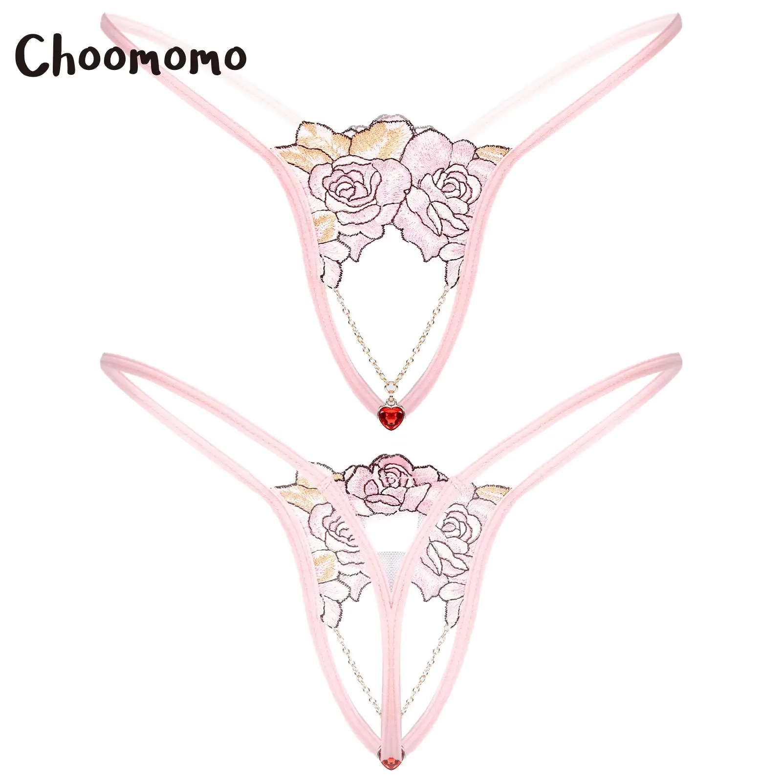 Choomomo Men Sissy Low Waist Crotchless Briefs with Metal Chain Pendant Exotic Flower Embroidered Thongs T-back Night Underwears
Choomomo Men Sissy Low Waist Crotchless Briefs with Metal Chain Pendant Exotic Flower Embroidered Thongs T-back Night Underwears