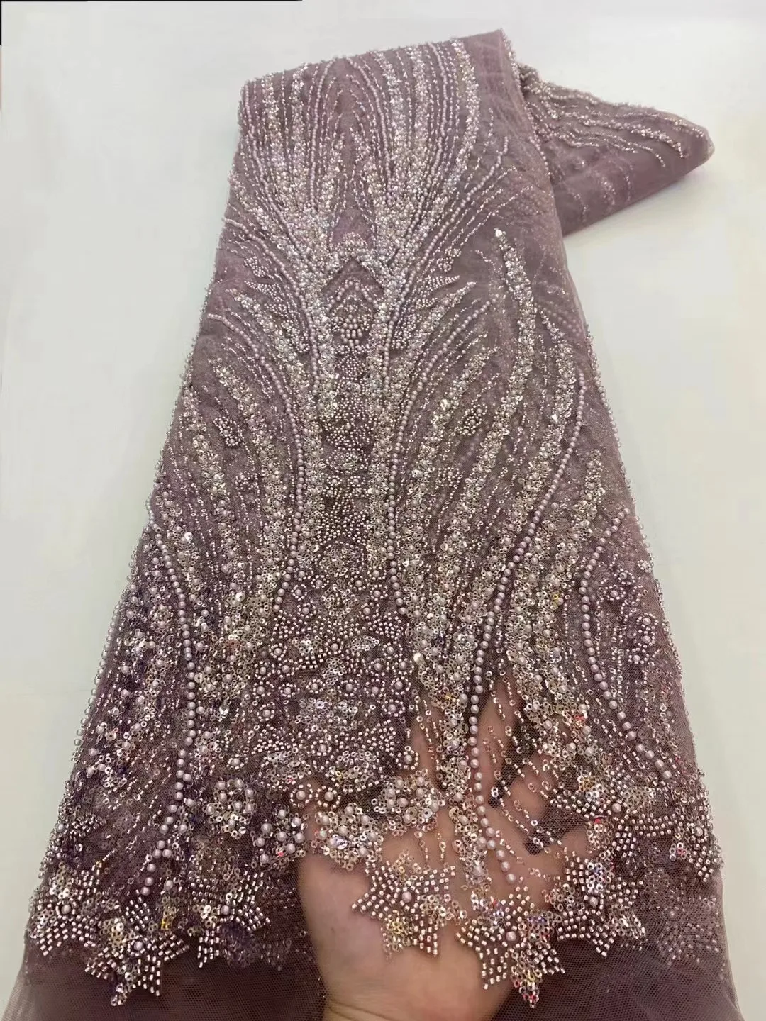African Lace Fabric 2023 High Quality Lace Luxury Sequins French Net Lace Tulle Mesh Fabrics Purple Lace beads Wedding Fabrics
African Lace Fabric 2023 High Quality Lace Luxury Sequins French Net Lace Tulle Mesh Fabrics Purple Lace beads Wedding Fabrics