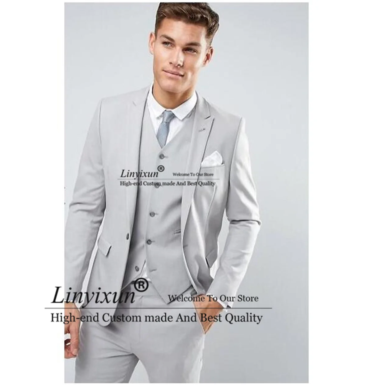 Light Grey Men's Suits For Wedding Notched Lapel Groom Tuxedos 3 Pieces Sets Business Male Prom Blazers Slim Fit Costume Homme
Light Grey Men's Suits For Wedding Notched Lapel Groom Tuxedos 3 Pieces Sets Business Male Prom Blazers Slim Fit Costume Homme