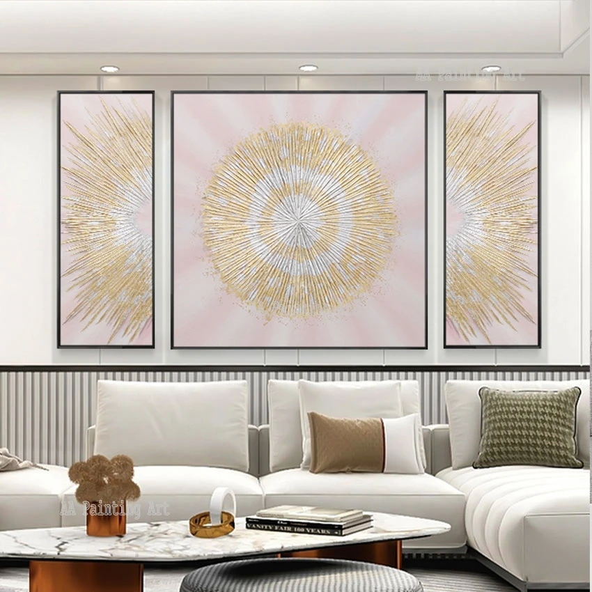 

Gold Foil Abstract 3PCS Group Oil Painting Unframed Wall Art Picture On Canvas Living Room Decoration Wall Showpieces Artwork