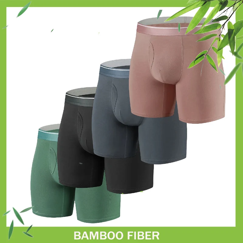 

94% Bamboo Fiber 6% Spandex Men's Panties Underwear Boxer Briefs Soft Comfortable Trunks Sports Sexy Underpants Slips Man Solid