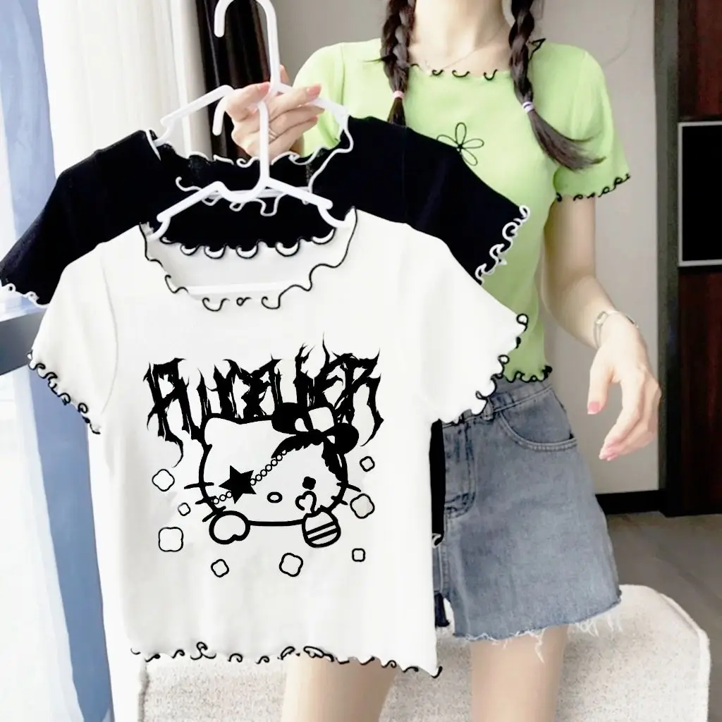 Sanrio Kawaii Hello Kitty Spicy Girl Short Sleeve T-Shirt Women's Summer Japanese Cute Cartoon Fashion White Short Loose Top
Sanrio Kawaii Hello Kitty Spicy Girl Short Sleeve T-Shirt Women's Summer Japanese Cute Cartoon Fashion White Short Loose Top