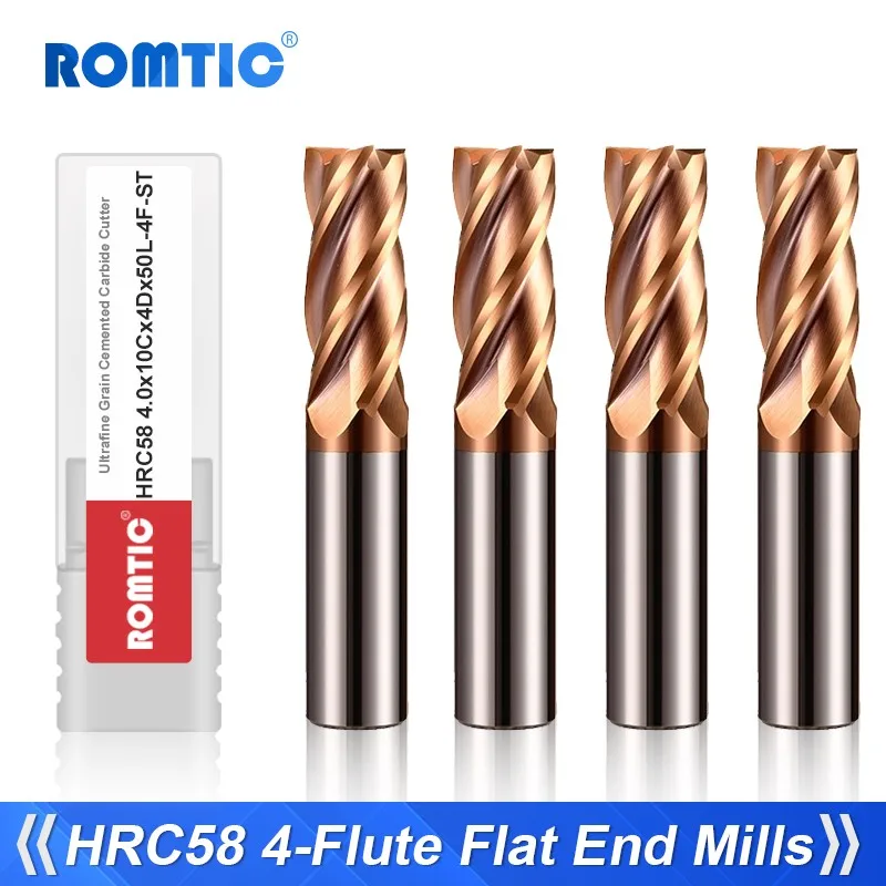 Фрезы ROMTIC HRC58 из вольфрамовой стали с 4 канавками, твердосплавные, с бронзовым покрытием, для станков с ЧПУ
Фрезы ROMTIC HRC58 из вольфрамовой стали с 4 канавками, твердосплавные, с бронзовым покрытием, для станков с ЧПУ