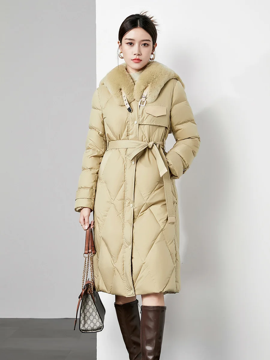 White duck down 2023 winter fashion mid length high-end plush collar new waistband women's down
White duck down 2023 winter fashion mid length high-end plush collar new waistband women's down