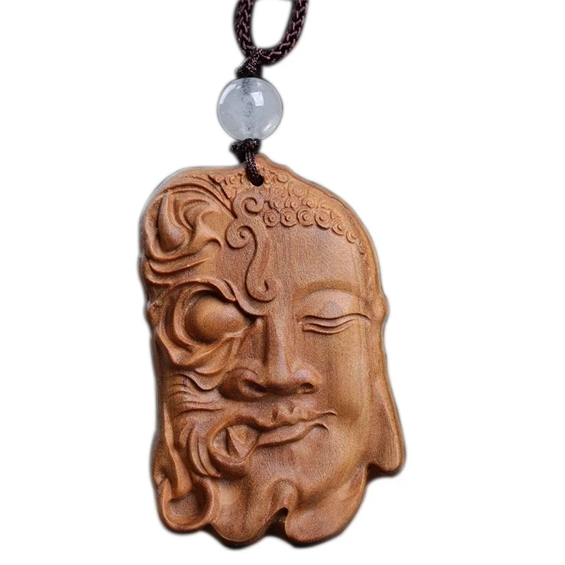 

Australian Sandalwood 5CM Buddha Pendant Wood Statue Evil Kindness Sculpture Wood Carving Car Hanging Home Decor