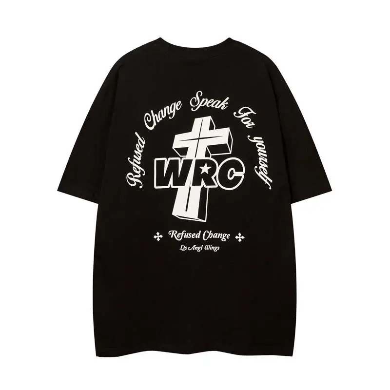 Summer cross printed short-sleeved T-shirt for male and female students loose couple American high street trendy ins couple tops
Summer cross printed short-sleeved T-shirt for male and female students loose couple American high street trendy ins couple tops