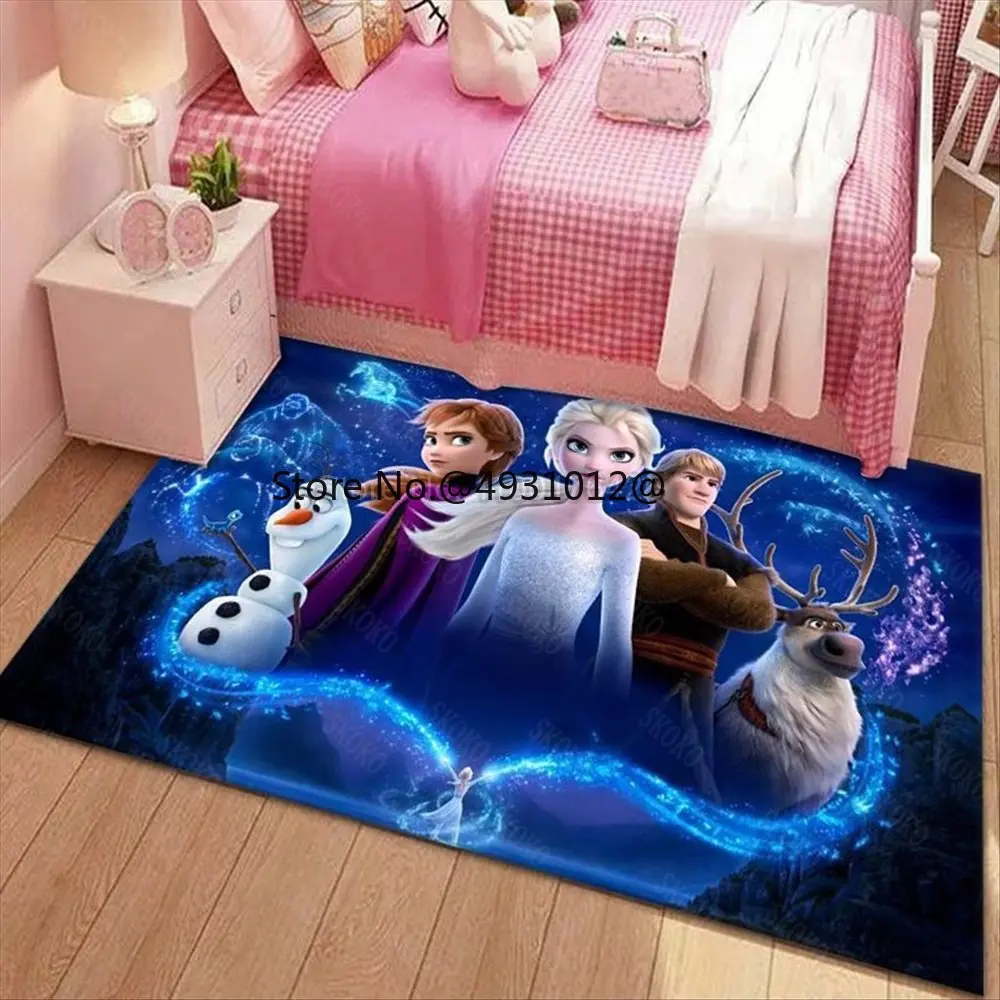 

2023 Disney Frozen Princess Playmat Carpet for Living Room Bathroom Mat Kitchen Bedroom Cartoon Rug Baby Girls Birthday Gift
