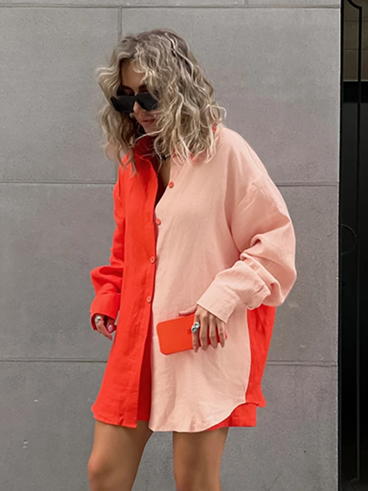 Women's Shirt Street New in Clothes Casual Summer Blouse Loose Splice Long-sleeved Blouse Fashion Shirt Shorts Korean Clothing
Women's Shirt Street New in Clothes Casual Summer Blouse Loose Splice Long-sleeved Blouse Fashion Shirt Shorts Korean Clothing