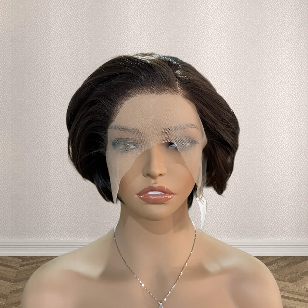 Chocolate Brown Wig Pixie Cut Hair Synthetic Lace Wig For Women Natural Hairline Lace Short Bob Brown Wig Front Cosplay Wear 
Chocolate Brown Wig Pixie Cut Hair Synthetic Lace Wig For Women Natural Hairline Lace Short Bob Brown Wig Front Cosplay Wear