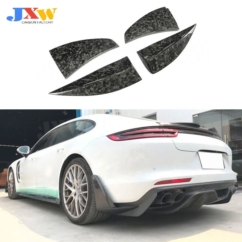 

Dry Carbon Fiber Rear Lip Splitters Flaps Spoiler For Porsche Panamera 971 2017-2019 Forged Carbon Back Bumper Trunk Trim Aprons