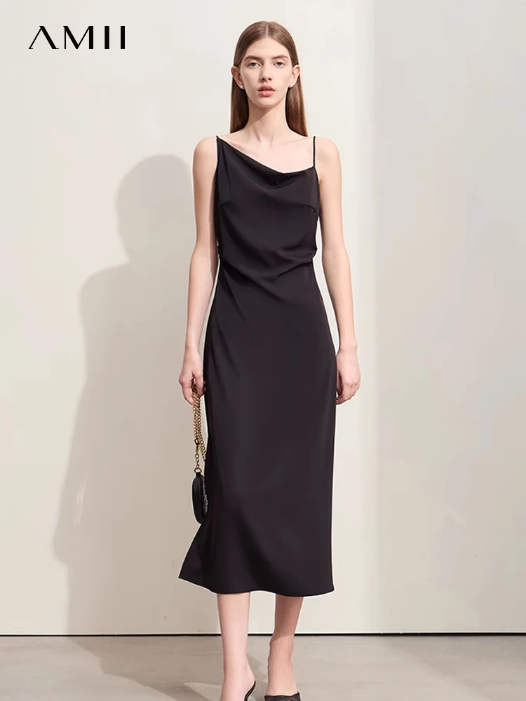 Amii Minimalism Halter Dress For Women 2024 Summer New Elegant Draped Collar Asymmetric Slim Solid Lady Chiffon Dresses 12442010 
Amii Minimalism Halter Dress For Women 2024 Summer New Elegant Draped Collar Asymmetric Slim Solid Lady Chiffon Dresses 12442010