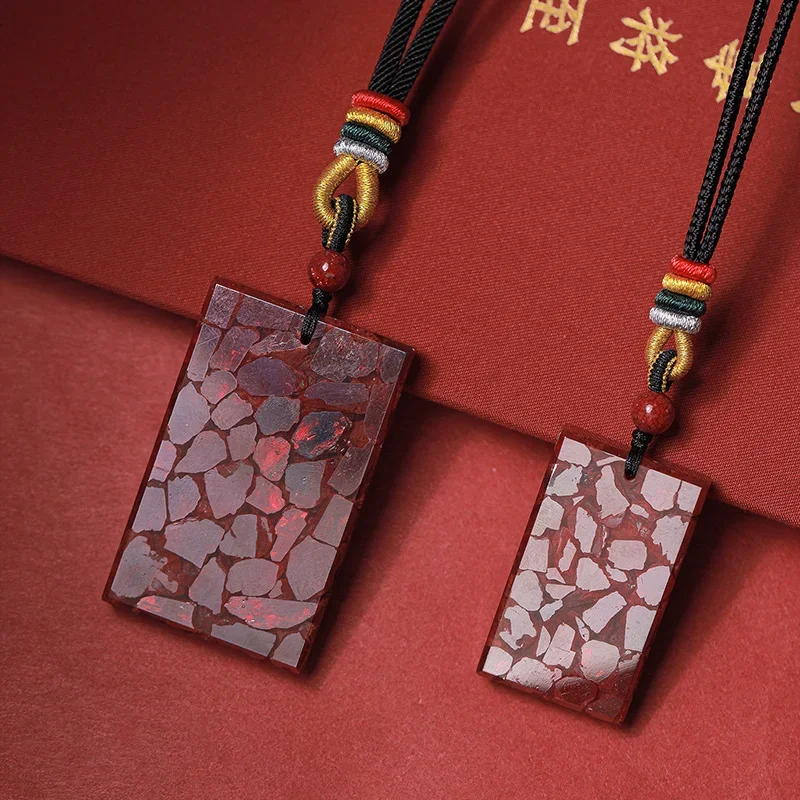 

Natural raw ore cinnabar raw stone crystal sand large particles fully transparent nothing card pendant men's and women necklace