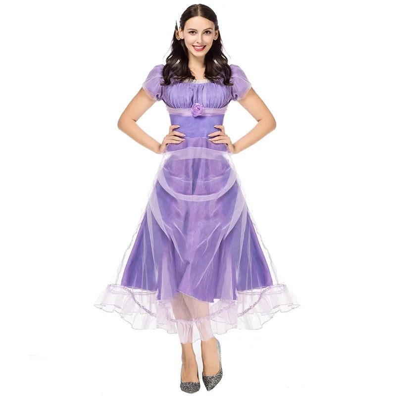 

Sexy Anime Fairy Tale Peach Princess Dress Halloween Carnival Party Fantasia Purple Queen Cosplay Costume