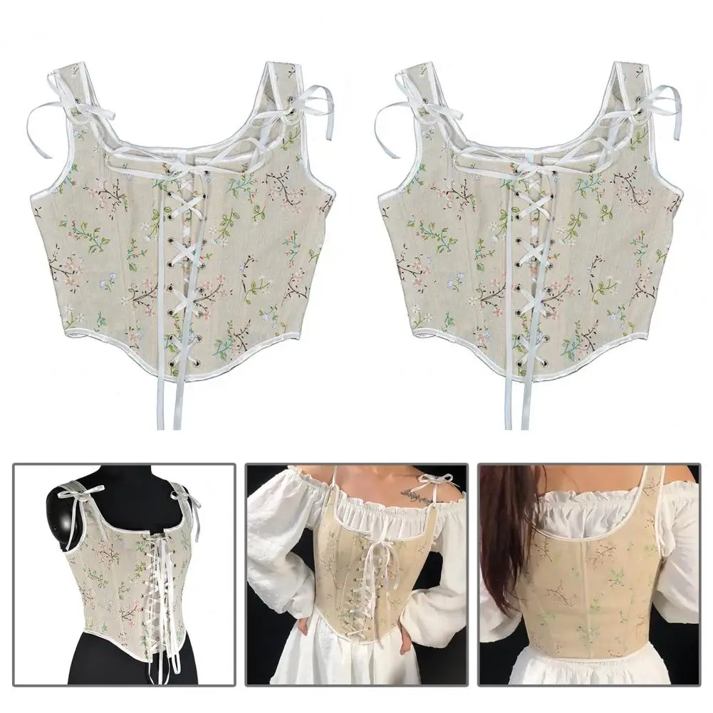 U-Neck Wide Shoulder Straps Adjustable High Waist Boned Bustier Women Renaissance Floral Print Lace-Up Corset Tops Streetwear
U-Neck Wide Shoulder Straps Adjustable High Waist Boned Bustier Women Renaissance Floral Print Lace-Up Corset Tops Streetwear