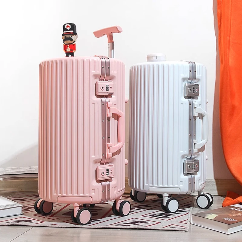 

New 20"22"24"26"inch High quality Ellipses trolley suitcases men fashion rolling luggage women pink Travel suitcase borading box