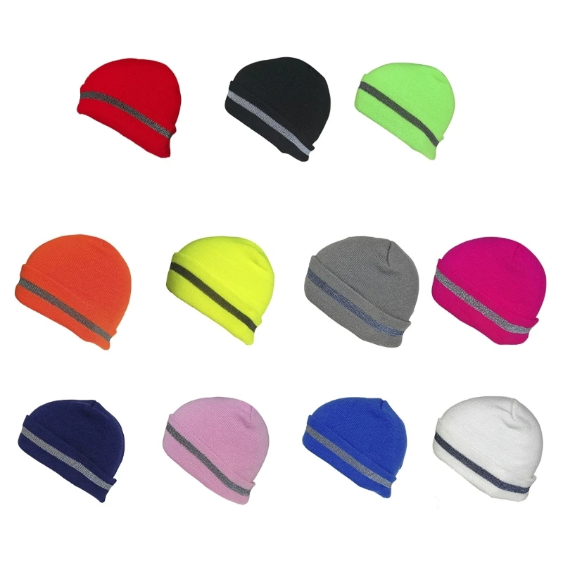 

Reflective Knitted Beanie Hat for Outdoor Activities Adults Sports Hiking Drop Shipping