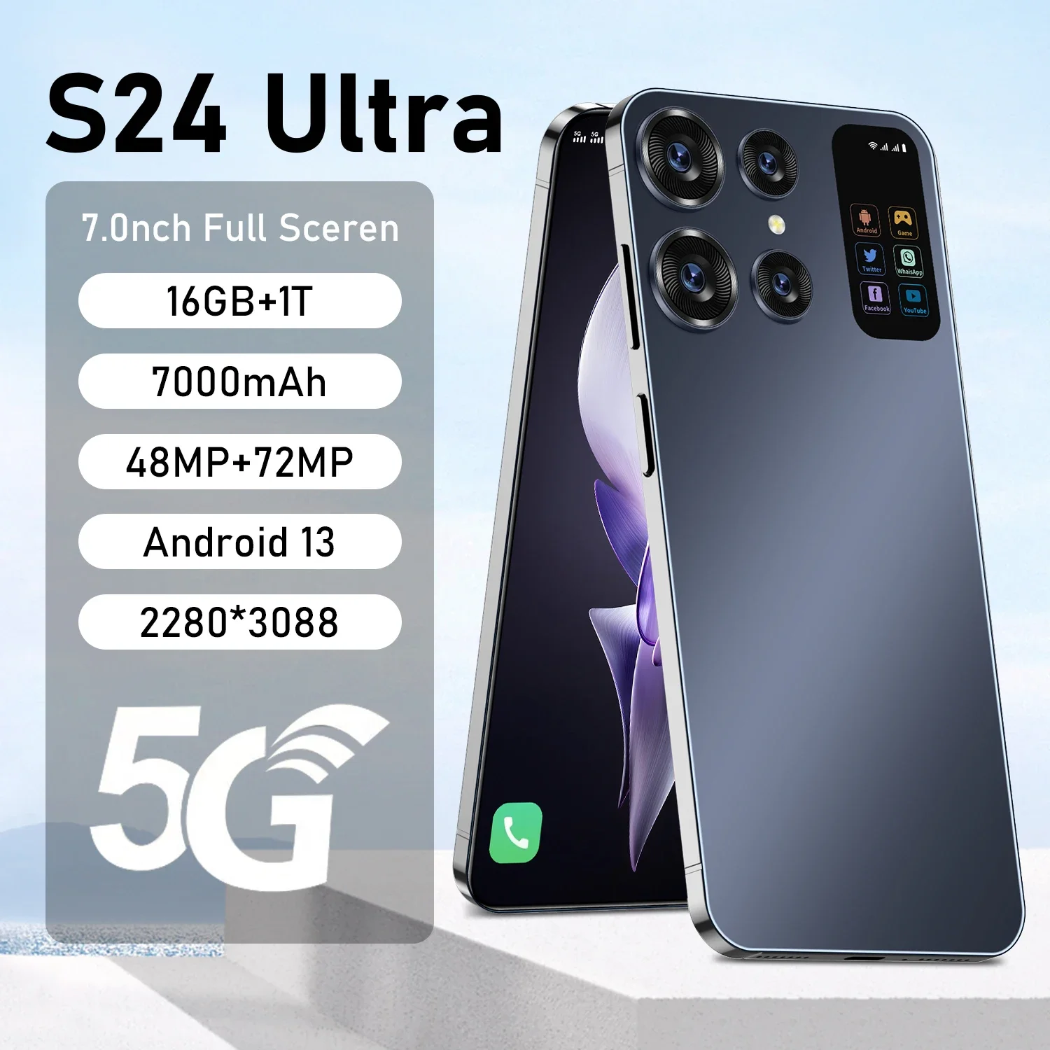 2024 NEW Original S24 Ultra Smartphone Qualcomm8 Gen 2 16G+1TB 7000mAh 48+72MP 4G/5G Network Cellphone Android Mobile Phone
2024 NEW Original S24 Ultra Smartphone Qualcomm8 Gen 2 16G+1TB 7000mAh 48+72MP 4G/5G Network Cellphone Android Mobile Phone