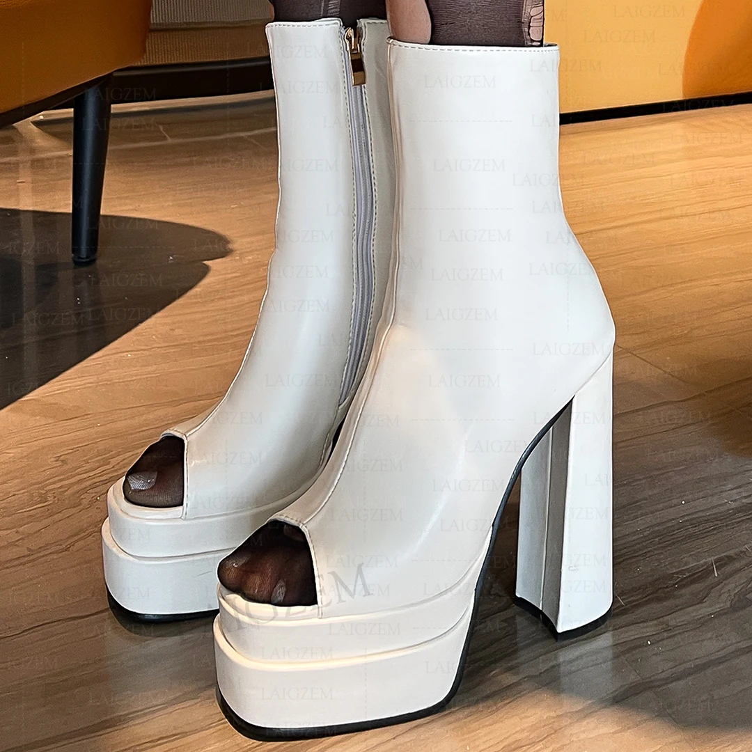 LAIGZEM Women Ankle Boots Platform Peep Toe Side Zip Up Thick High Heels Boots Shoes Woman Botas Mujer Large Size 41 42 45 46
LAIGZEM Women Ankle Boots Platform Peep Toe Side Zip Up Thick High Heels Boots Shoes Woman Botas Mujer Large Size 41 42 45 46