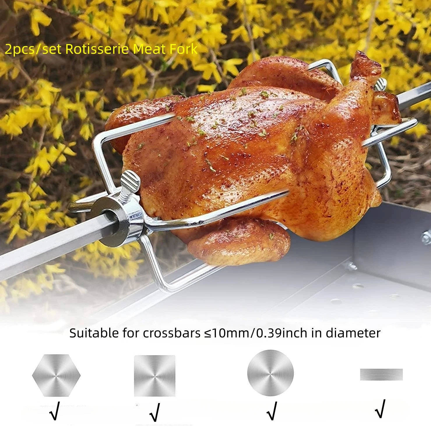 2pcs/set Rotisserie Meat Fork Stainless Steel BBQ Forks Rotisserie BBQ Forks BBQ Tool Suitable For RV Outdoor Camping Picnic, Co
2pcs/set Rotisserie Meat Fork Stainless Steel BBQ Forks Rotisserie BBQ Forks BBQ Tool Suitable For RV Outdoor Camping Picnic, Co