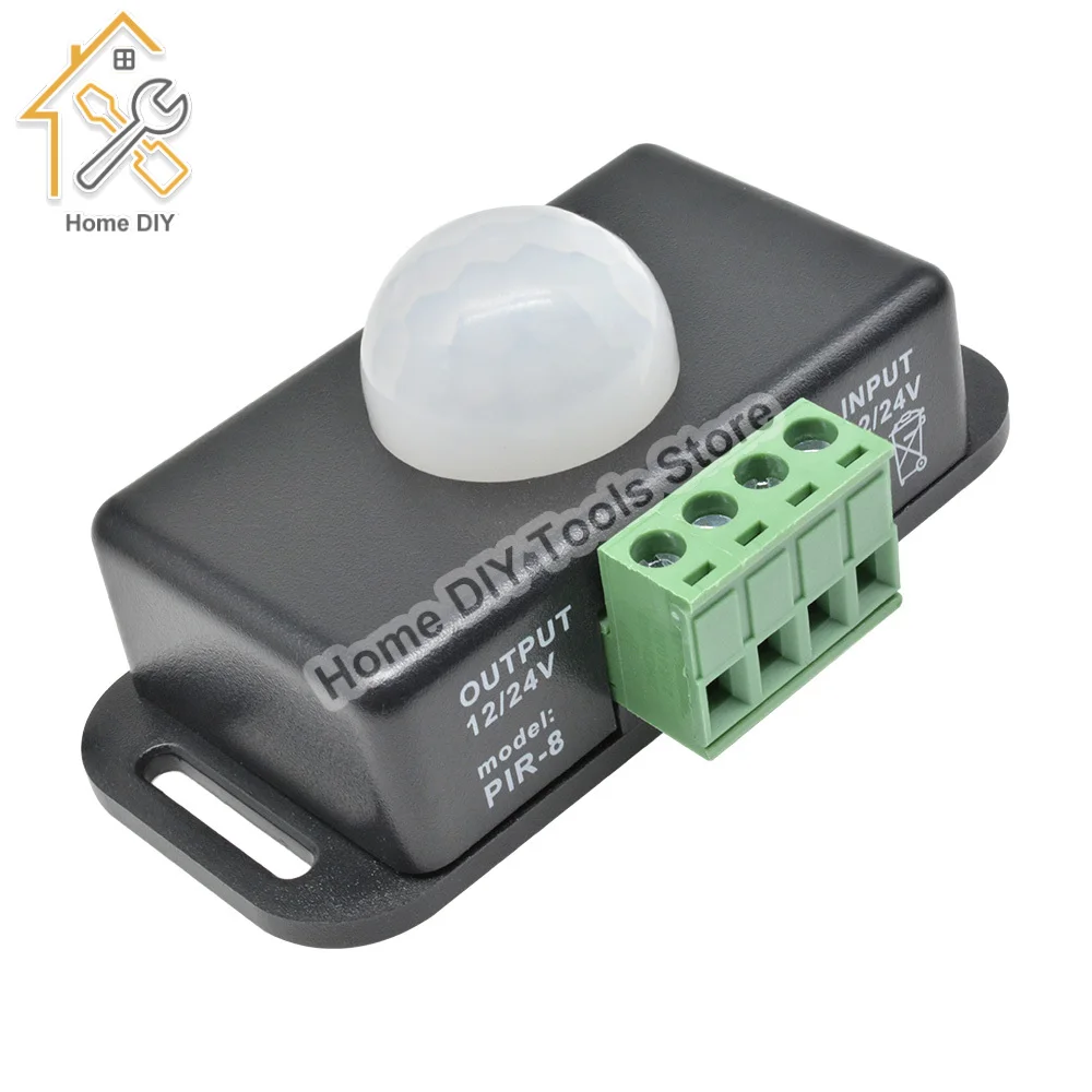 DC 12V 24V 8A Automatic Adjustable PIR Motion Sensor Switch IR Infrared Detector Light Switch Module for LED Strip Light Lamp 
DC 12V 24V 8A Automatic Adjustable PIR Motion Sensor Switch IR Infrared Detector Light Switch Module for LED Strip Light Lamp