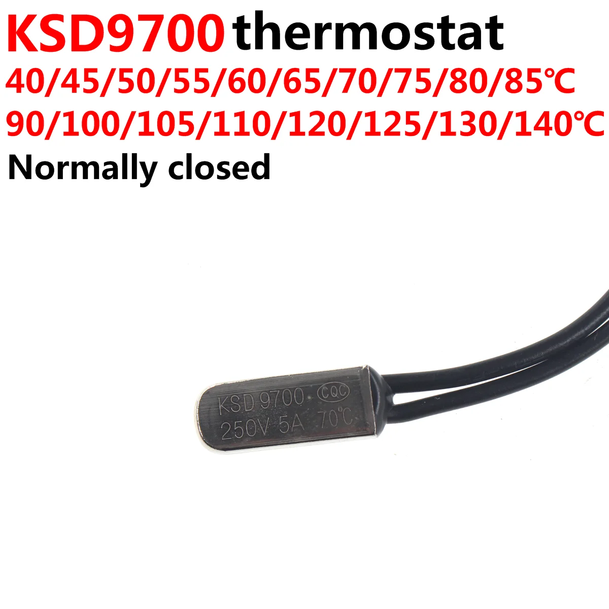 

20PCS KSD9700 Temperature Switch 5A/250V Normally Closed/Open Thermostat 35 40 45 50 60-130 Degree Bimetal Disc Thermal Circuit