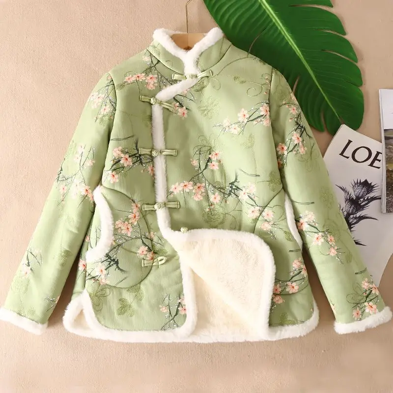 2024 new Chinese style thickened cotton jacket women cheongsam standing collar embroidered buckle national style winter coat
2024 new Chinese style thickened cotton jacket women cheongsam standing collar embroidered buckle national style winter coat