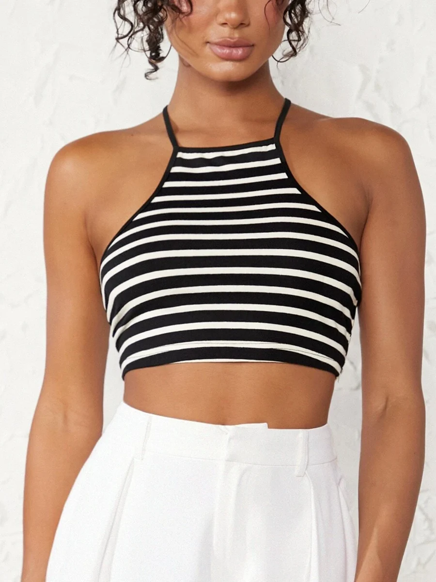 Womens Stripped Camisole Slim Fit Crop Tank Top Square Neck Racer Back Basic Sleeveless Cami Shirts Halter Yoga Crop Tops Street
Womens Stripped Camisole Slim Fit Crop Tank Top Square Neck Racer Back Basic Sleeveless Cami Shirts Halter Yoga Crop Tops Street