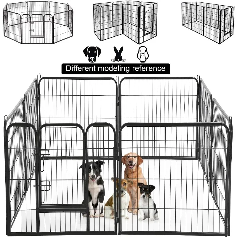 

Манеж для собак, 8 панелей, 40 дюймов, очень большая уличная и комнатная клетка переднего двора, ограда для собак, кроликов, кошек, наружные заборы
